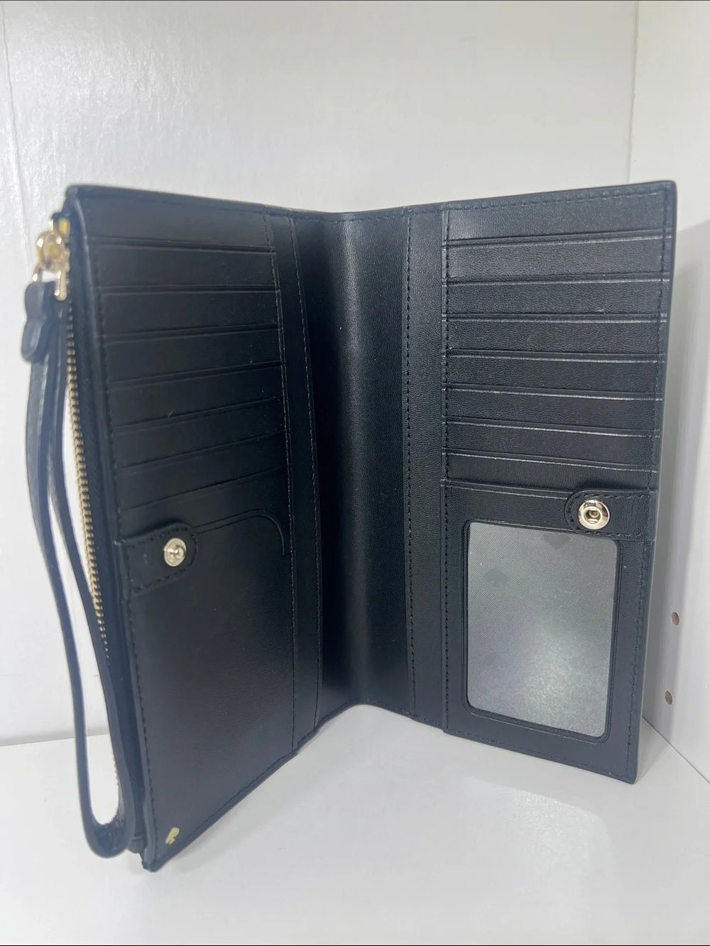 Kate Spade Jackson Medium Universal Phone Wristlet Clutch Black Pebbled Leathe